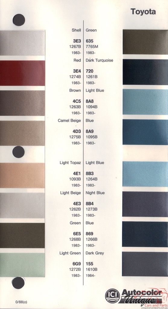 1983 - 1986 Toyota Paint Charts Autocolor 1